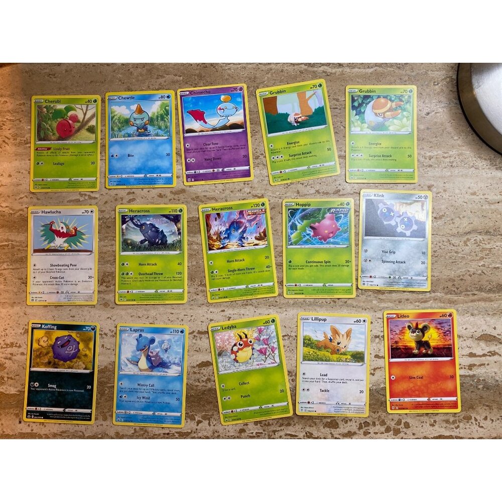 Pokemon Trading Card Lot - 43 Basic/Common Cards - No Duplicates - Heracross Fea